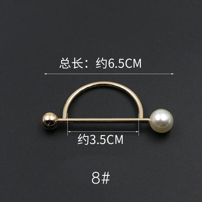 3529★ Versión coreana de moda con hebilla de anillo de metal, hebilla de alfiler de perla, abrigo, chaqueta, suéter, bufanda, accesorios, hebilla decorativa, hebilla de cinturón