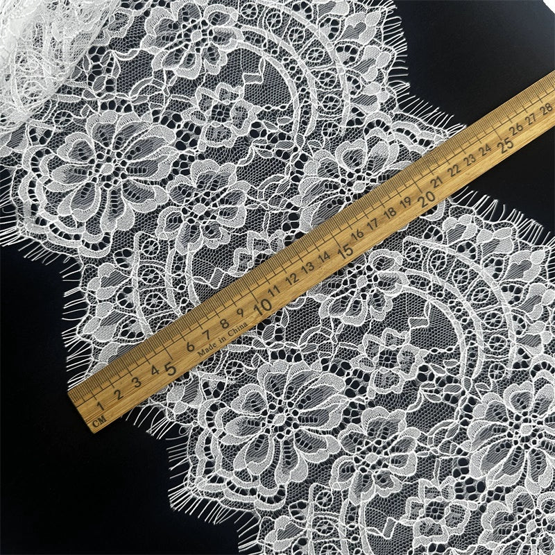 3747 Malla de 23 cm de ancho, pestañas, encaje, accesorios de ropa para muñecas hechos a mano, vestidos, cortinas de boda, materiales