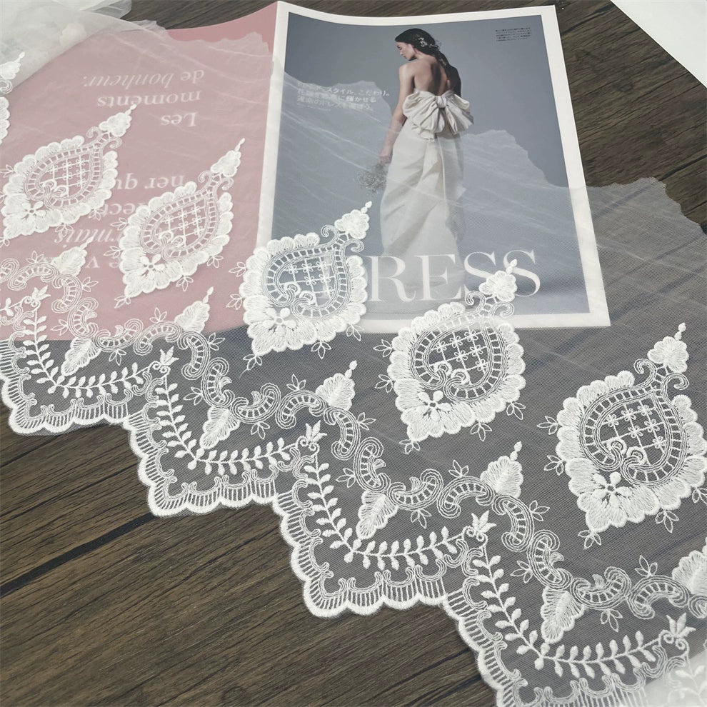 Accesorios de encaje blanco de alta calidad, 3830 cm de ancho, hechos a mano, para ropa, tela decorativa, cortina, malla de encaje, 30 cm de ancho