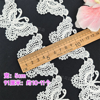 3664 Exquisito encaje de poliéster con forma de mariposa, tela de encaje soluble en agua para ropa, joyería de boda, collar, correa de hombro, cinturón, accesorios decorativos