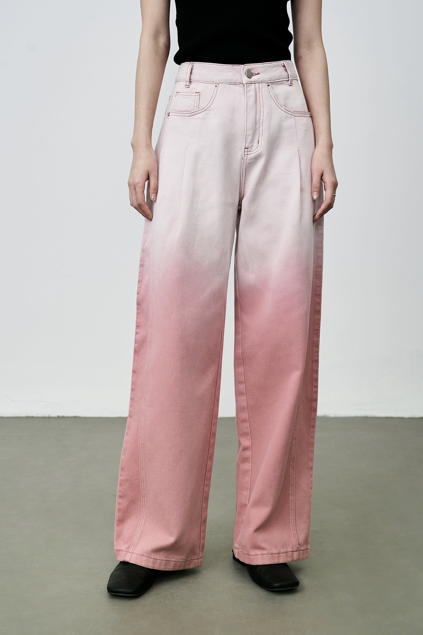 CAREMIND rose vitalité changement progressif ensemble teinture pantalon droit automne drapé mince jambe large pantalon décontracté