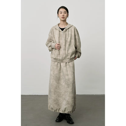 CAREMIND Nuevo conjunto de dos piezas de suéter con cremallera y capucha para mujer con traje de estilo chino 