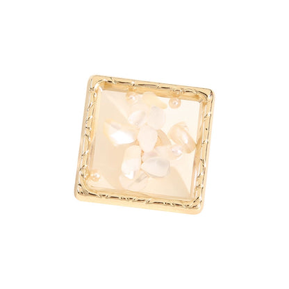 3487★ Botón de concha cuadrada de metal para ropa, chaqueta, niña bonita, botones decorativos de alta gama, abrigo, cárdigan, suéter, botón de traje