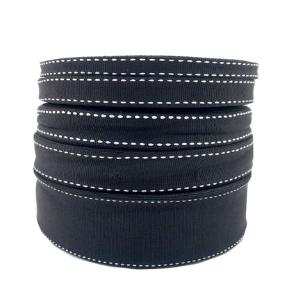 3862 Punto 0,7 cm-4 cm, cinta jacquard negra, cinta de punto de salto blanca, ribete en el borde del pantalón, tira lateral, accesorios de ropa