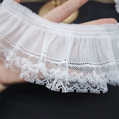 3839 ancho 8cm gasa elástica plisada volante encaje hecho a mano DIY tela ropa encaje accesorios decorativos