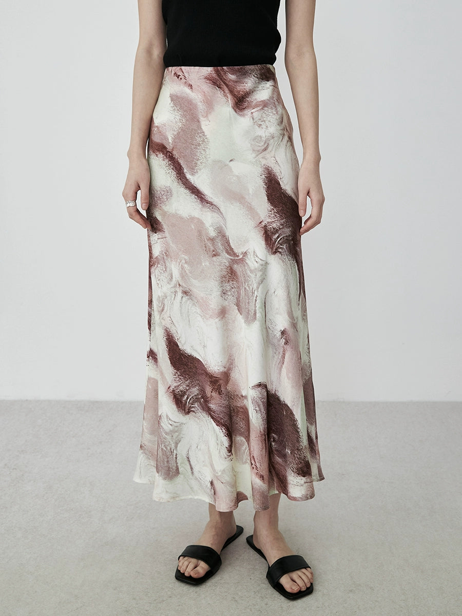 Falda con cola de pez elegante de estilo chino nueva moda con efecto arte rosa de CAREMIND 