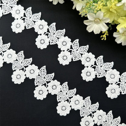 3677 Encaje de flores de seda de leche soluble en agua de alta calidad con accesorios, bricolaje, costura de ropa, decoración de joyas, materiales hechos a mano
