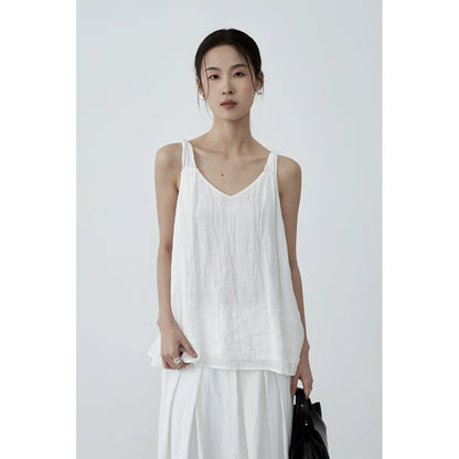 Chaleco de textura holgada con diseño de Tencel en cuatro colores y tirantes torcidos de CAREMIND 