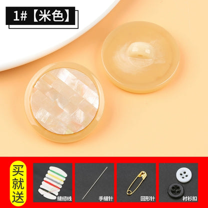 3244★  Shell pattern round button coat trench coat high-end button top women's clothes sweater decorative size button accessories