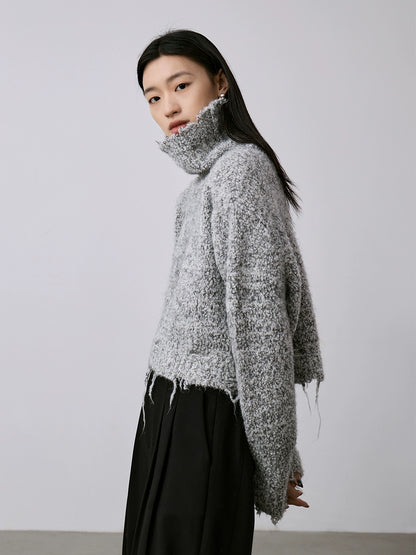 CAREMIND nuevo suéter de punto suave y encerado con viento perezoso, suéter de cuello alto con parte superior irregular, suéter grueso y cálido 