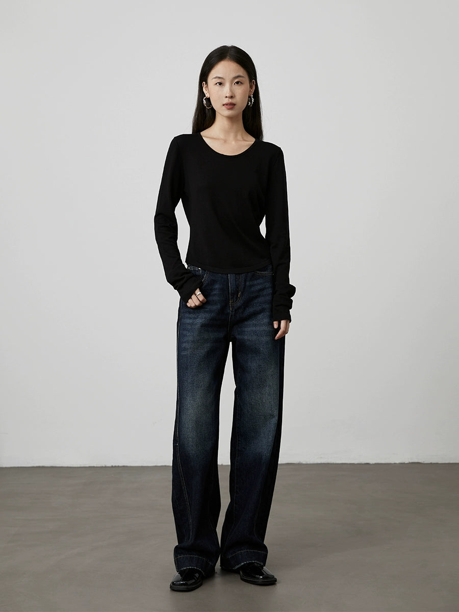 [Anxin T] Suéter de lana Tencel personalizado de cuatro colores CAREMIND, camisa de fondo clásica y sencilla para mujer que no daña la piel 