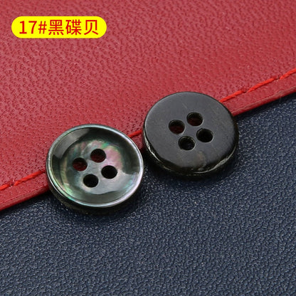 3364★  High-end shell button-up men's and women's shirts, small button-up knitted sweaters, cardigans, round four-eye versatile white buttons