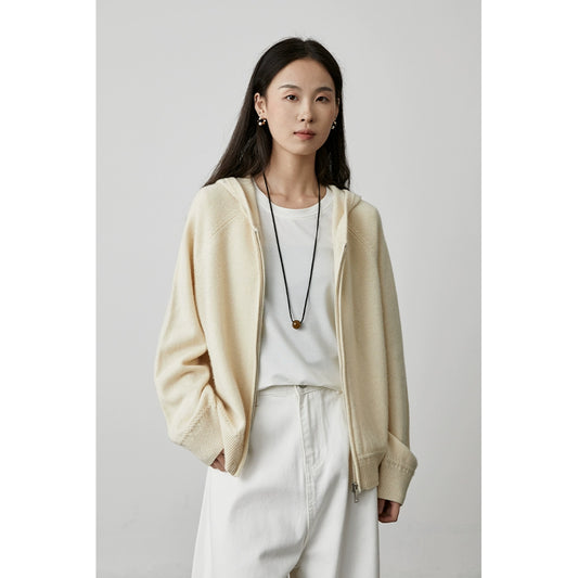 [Suéter Berry] CAREMIND Suéter con capucha y cremallera de cuatro colores y doble cabeza Chaqueta de punto Chaqueta superior para mujer Otoño 