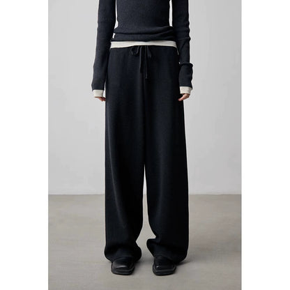 Pantalones deportivos informales de pierna ancha con cordón ajustable, de color liso, con tejido de pelo súper ajustado de CAREMIND 