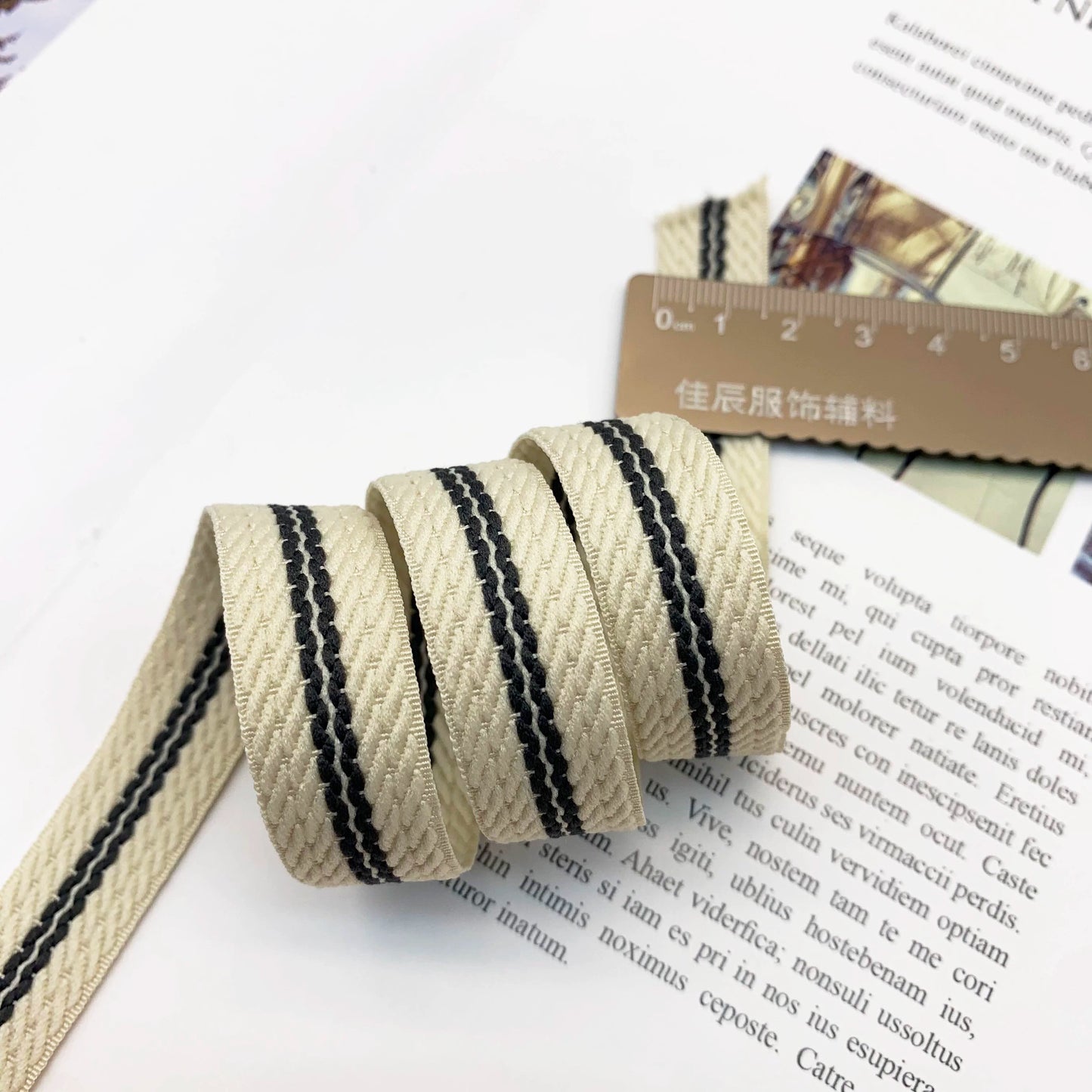 Tira de cinta jacquard a rayas de 1,5 cm, color 3856, para ribete, para ropa, con abalorios, para textiles del hogar, accesorios de vestir