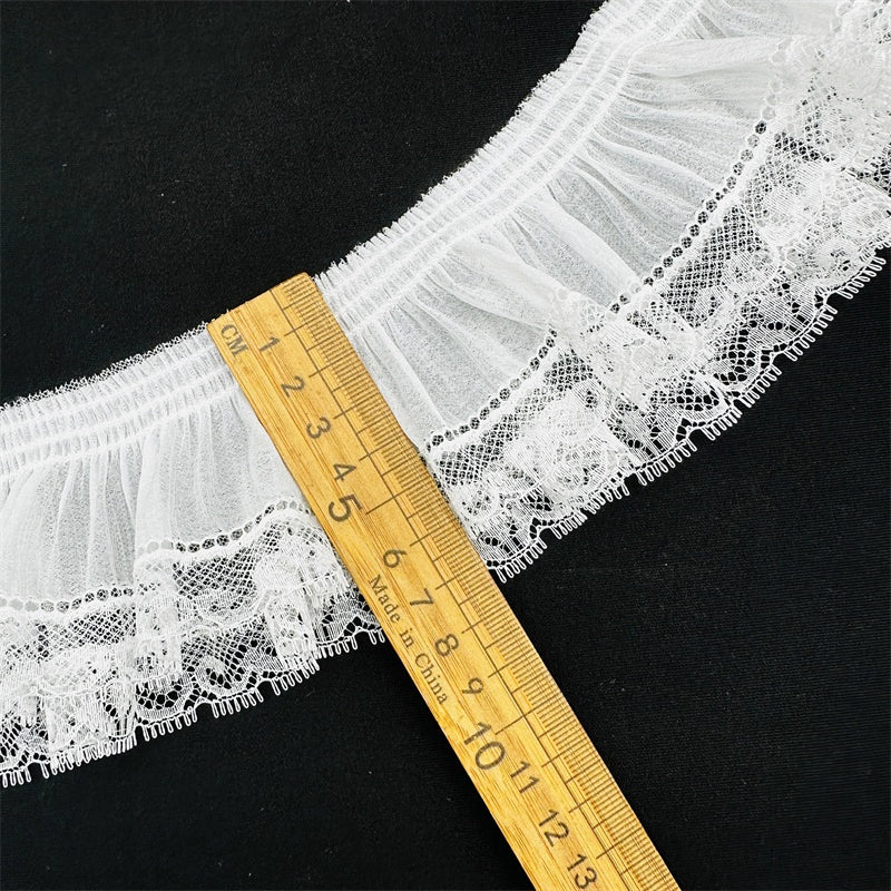 3839 ancho 8cm gasa elástica plisada volante encaje hecho a mano DIY tela ropa encaje accesorios decorativos