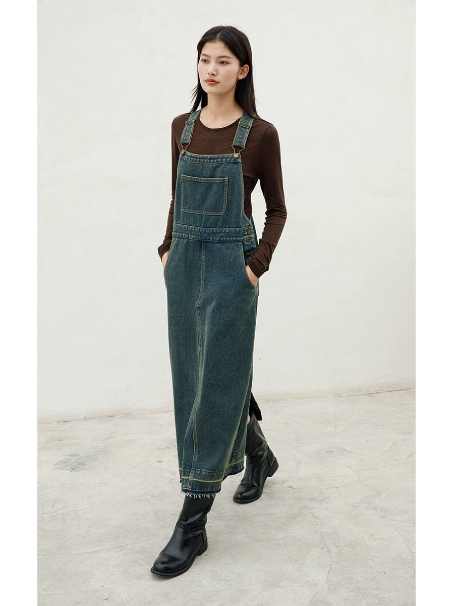 [Offre spéciale à durée limitée] Jupe à bretelles en jean rétro au design original, nouvelle jupe fine à extrémités fendues, petite, moyenne et longue