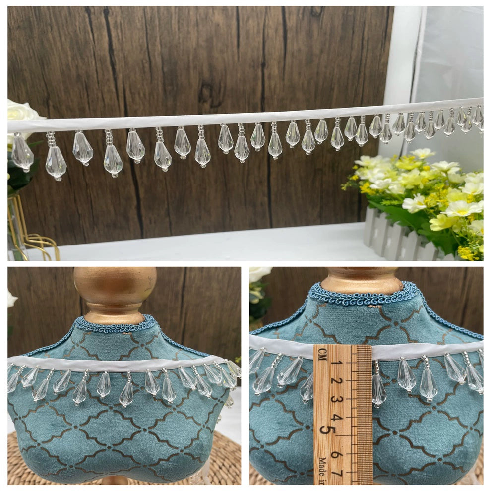 Colgante de cuentas con flecos de encaje, accesorios de industria pesada, materiales decorativos hechos a mano, accesorios de ropa DIY, 3691 ancho 3,5 cm