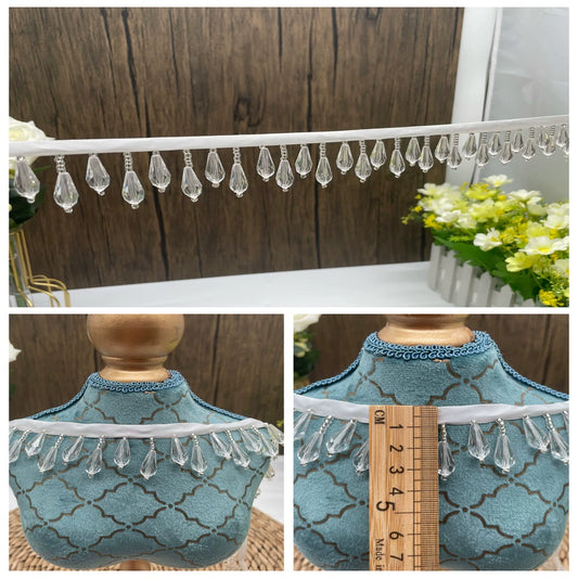 Colgante de cuentas con flecos de encaje, accesorios de industria pesada, materiales decorativos hechos a mano, accesorios de ropa DIY, 3691 ancho 3,5 cm