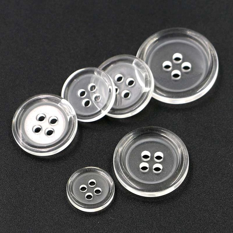 3333★  Four-eye thin-edged resin transparent button whole package, nurse uniform, white coat, commonly used shirt, cardigan, round button.