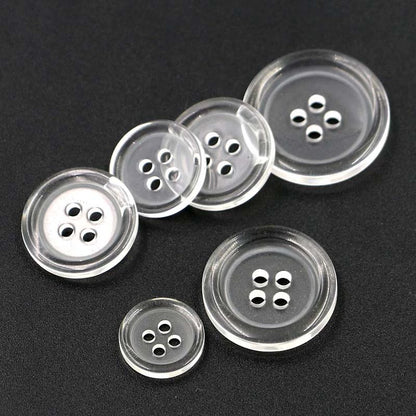 3333★  Four-eye thin-edged resin transparent button whole package, nurse uniform, white coat, commonly used shirt, cardigan, round button.