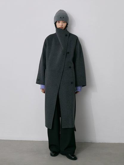 CAREMIND100% laine industrie lourde manteau en laine double face automne et hiver femme intellectuelle sangle manteau moyen et long