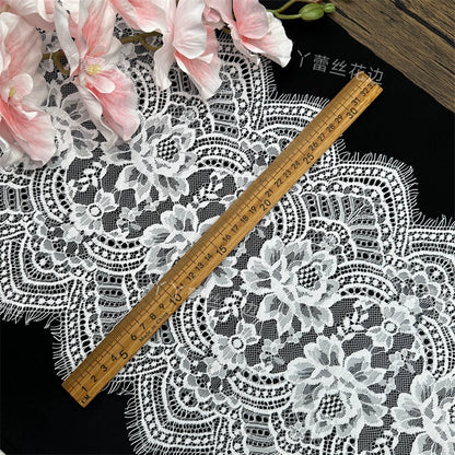 3737 ancho 30cm exquisitas pestañas de encaje hecho a mano DIY vestido alargado empalme velo de novia accesorios de ropa