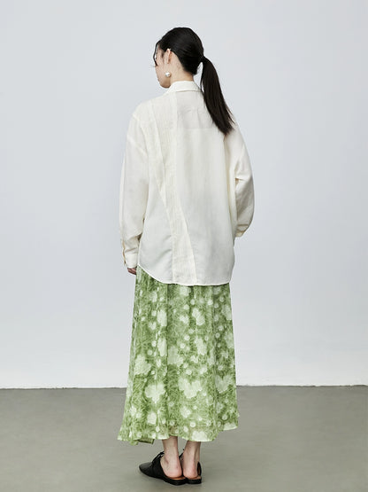 Camisa de tencel con protección solar color albaricoque de CAREMIND, chaqueta elegante con bordados, camisa holgada para ir al trabajo 