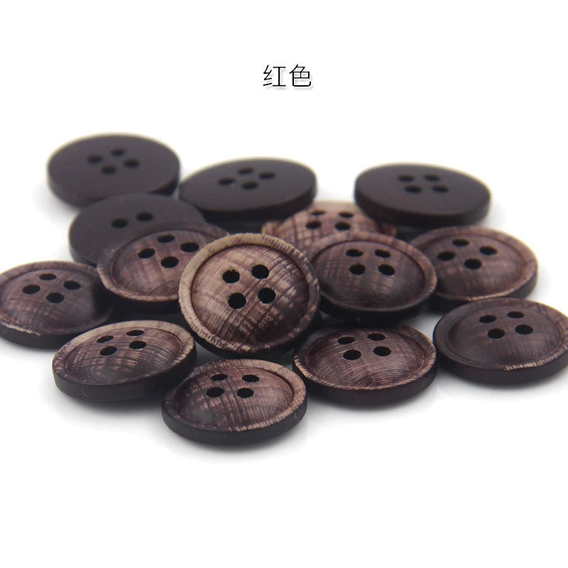 3466★ Botones de madera de colores Botones pintados con impresión en color epoxi Botones de traje Botones de camisa con patrón de madera Botones de camisa de cuatro ojales