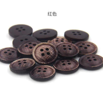 3466★ Botones de madera de colores Botones pintados con impresión en color epoxi Botones de traje Botones de camisa con patrón de madera Botones de camisa de cuatro ojales