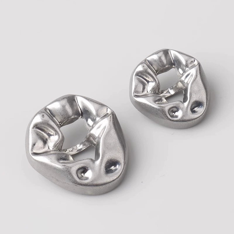 3261★  Irregular metal hollow buttons Versatile coat trench coat gold buttons blazer top silver buttons