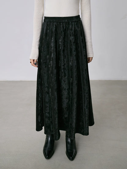 CAREMIND falda plisada antiarrugas con colgante negro, diseño liso de jacquard, falda de cuero con cintura elástica para otoño 