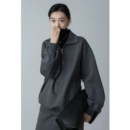 [Oferta por tiempo limitado] Suéter blanco con media cremallera CAREMIND para mujer, traje premium de temperamento de otoño 2024 