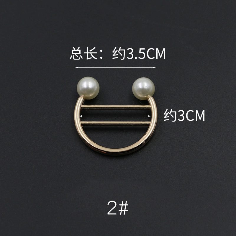 3529★ Versión coreana de moda con hebilla de anillo de metal, hebilla de alfiler de perla, abrigo, chaqueta, suéter, bufanda, accesorios, hebilla decorativa, hebilla de cinturón
