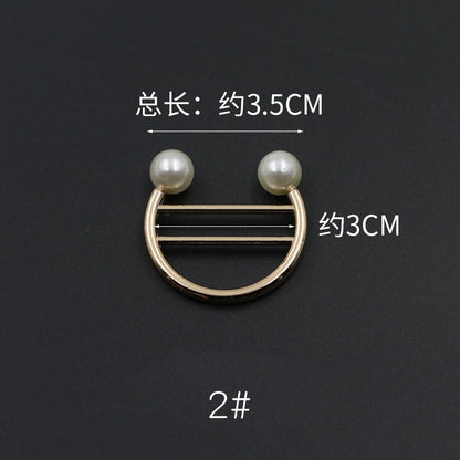 3529★ Versión coreana de moda con hebilla de anillo de metal, hebilla de alfiler de perla, abrigo, chaqueta, suéter, bufanda, accesorios, hebilla decorativa, hebilla de cinturón