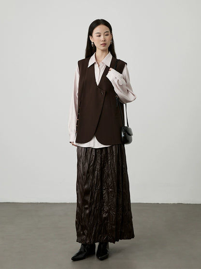[View] CAREMIND brown silhouette stacked suit vest Chinese beaded element vest jacket