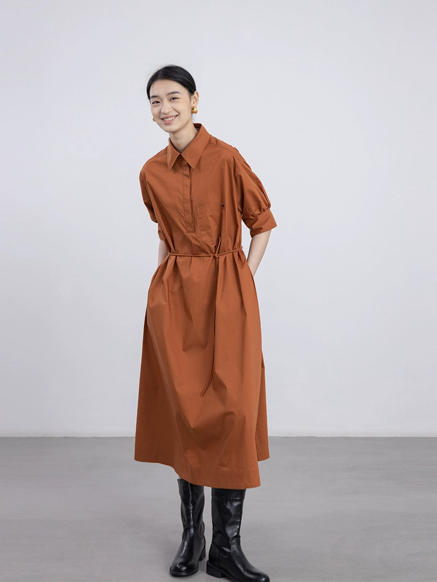 [Herramientas japonesas] El cuerpo en forma de pera de CAREMIND es ligeramente gordo, usa un vestido de cuello polo, un vestido mediano y largo de cercanías 