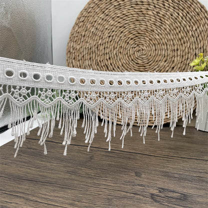 3673 Exquisitos accesorios de encaje bordado de seda de leche con flecos, faldas de ropa hechas a mano, cortinas, accesorios textiles para el hogar