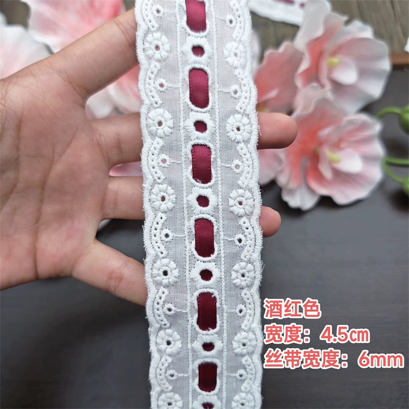 3553★ Ancho 4,5 cm Nuevo color Cinta de algodón Hilo de encaje Hecho a mano DIY Lolita Accesorios de ropa de bebé