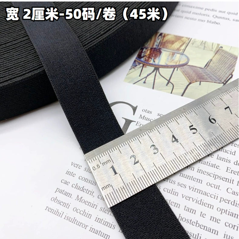 3869 1-3,8 cm banda elástica de nailon puro engrosada de gamuza negra, accesorios de alta elasticidad, cinturilla deportiva de yoga, cuerda de goma