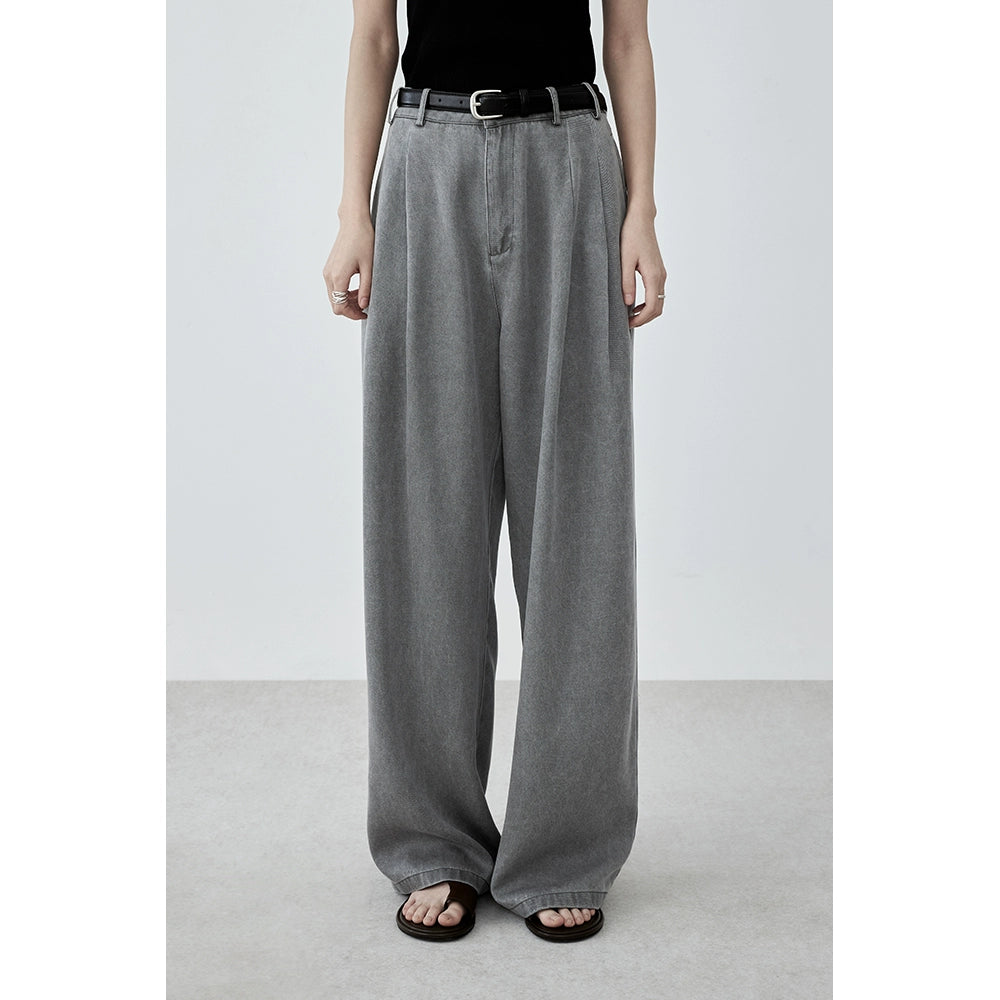 CAREMIND pantalones vaqueros Tencel de color claro para mujer otoño 2024 pantalones anchos de cintura alta para viajeros nuevos 