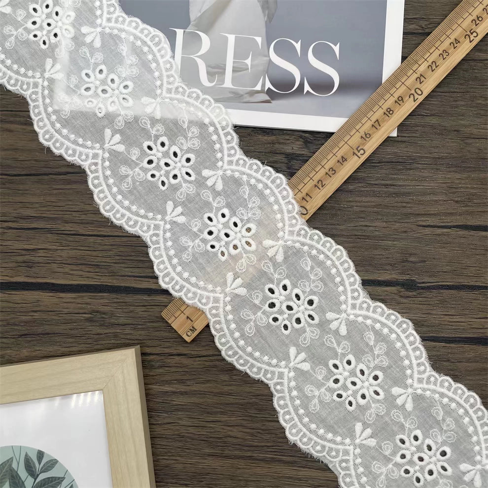 3794 Encaje bordado de algodón blanco de alta calidad para empalme de ropa, material decorativo, correa de hombro, accesorios de joyería