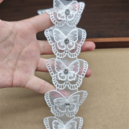 3558★ Encaje de flores, encaje de organza, cuentas de flores tridimensionales, ropa de bricolaje hecha a mano, sombreros, accesorios de ramo