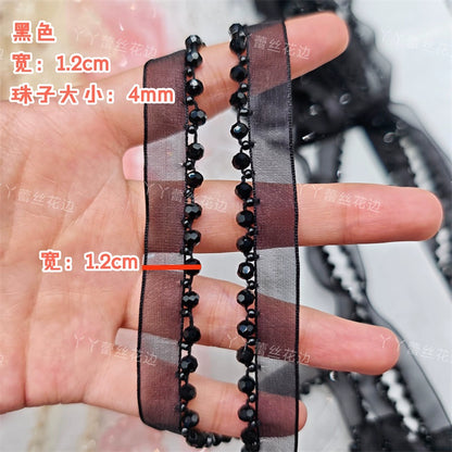 3726 Largeur 1,2 cm Nouvelle couleur Maille Cristal Perles Dentelle Accessoires, Fait Main DIY Vêtements Bordure Accessoires