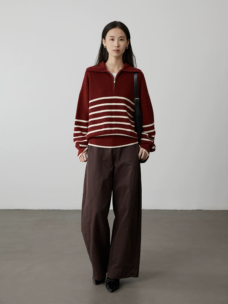 [Pantalones de sándalo rojo] Pantalones casuales de cintura alta, sueltos y rectos de CAREMIND, pantalones de pierna ancha con forma de hoz americana para niños 