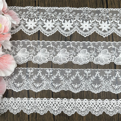 3829 Exquisitos accesorios de encaje de malla con bordado de hilo de algodón, materiales para faldas y mangas de ropa infantil hechos a mano