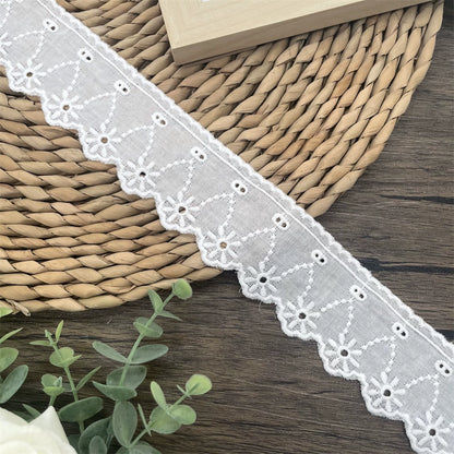 3797 Tela de algodón puro de alta calidad con borde hueco y encaje ondulado, ropa de muñeca DIY, falda, ropa, empalme, accesorios para el hogar