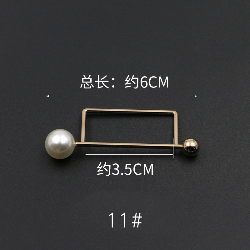 3529★ Versión coreana de moda con hebilla de anillo de metal, hebilla de alfiler de perla, abrigo, chaqueta, suéter, bufanda, accesorios, hebilla decorativa, hebilla de cinturón