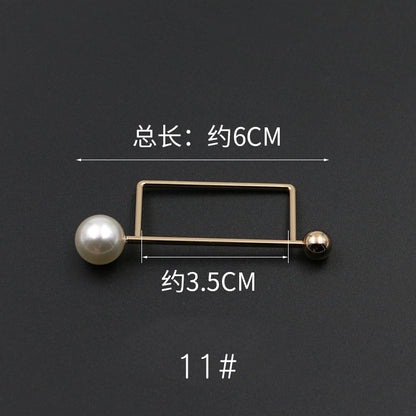 3529★ Versión coreana de moda con hebilla de anillo de metal, hebilla de alfiler de perla, abrigo, chaqueta, suéter, bufanda, accesorios, hebilla decorativa, hebilla de cinturón