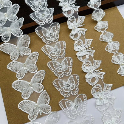 3558★ Encaje de flores, encaje de organza, cuentas de flores tridimensionales, ropa de bricolaje hecha a mano, sombreros, accesorios de ramo